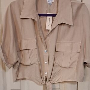 NWT Francesca's Collections Beige Crop Top Blouse